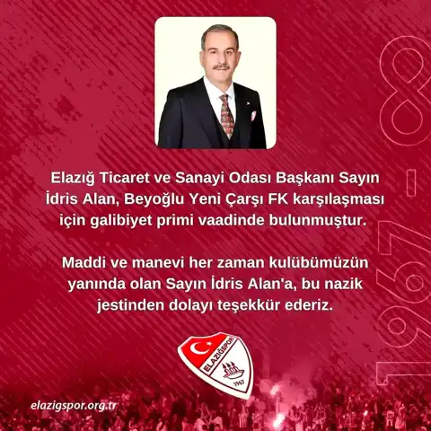Elazığspor'a Beyoğlu Maçı Öncesi Prim Müjdesi!